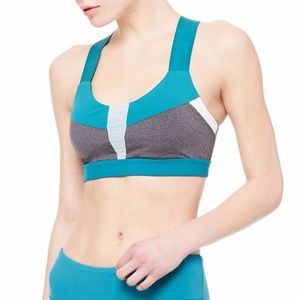 ALO yoga Paddle Fast Bra - Colorblock Teal/Gray